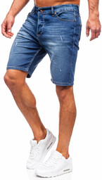 Granatowe krótkie spodenki jeansowe Denley 0423