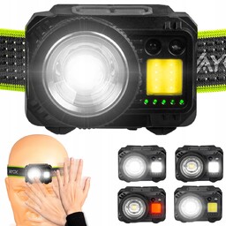 Latarka Czołowa Led Czołówka Akumulatorowa Mocna Zoom Usb