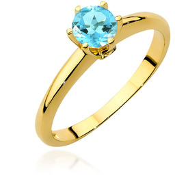 Złoty pierścionek Topaz 0,50ct żółte złoto pr. 585