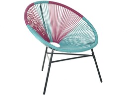Beliani Krzesło rattanowe okrągłe różowo-niebieski