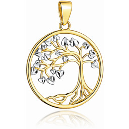 Zawieszka Złota Drzewko Szczęścia Zdobione Białym Złotem pr