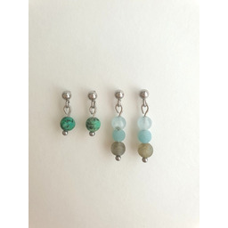 Pakamera Kolczyki MINI zestaw turkus, amazonit, akwamaryn, labradoryt