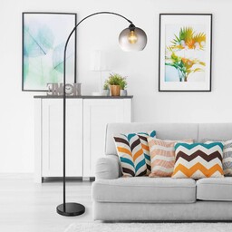 Globo Lampa łukowa - lampa stojąca Newcastle, czarny,