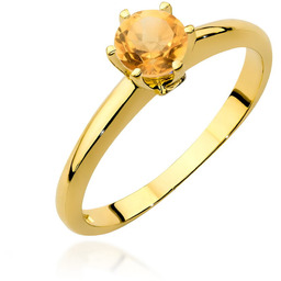 Złoty pierścionek Cytryn 0,50ct żółte złoto pr. 585