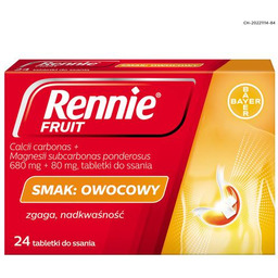 Rennie o smaku owocowym, 24 tabletki do ssania