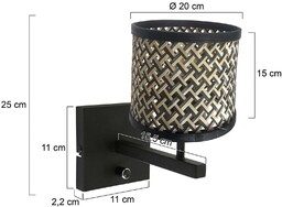 Steinhauer Kinkiet Stang 3709ZW, czarny/naturalna wiklina