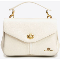 Damska listonoszka trójkomorowa ze skóry naturalnej kremowa