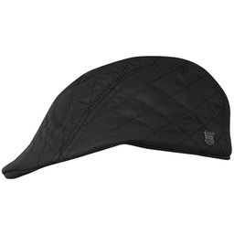 Kaszkiet z Nausznikami Czarny Pikowany Jesienno-Zimowy, Ocieplany Polarem,