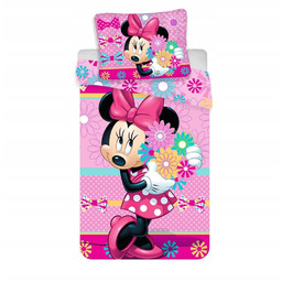 Pościel 140x200 Myszka Mini Minnie Mouse kwiaty poszewka