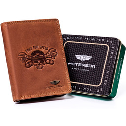 Pionowy skórzany portfel męski Born For Speed Peterson