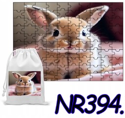 PUZZLE 110 EL. UKŁADANKA PREZENT ZWIERZĘTA KRÓLIK +WORECZEK