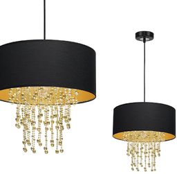Milagro ALMERIA MLP6441 lampa wisząca czarny abażur kryształowe