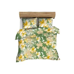 KARO Pościel z kory 140x200 zielona żółta biała