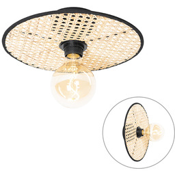 Rustykalna lampa sufitowa i ścienna czarna z rattanu