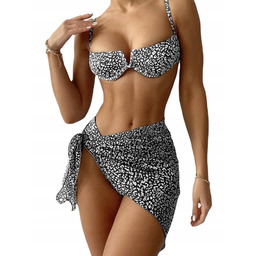 STRÓJ KĄPIELOWY 3-CZĘŚCIOWY BIKINI SPÓDNICZKA ROZMIAR S