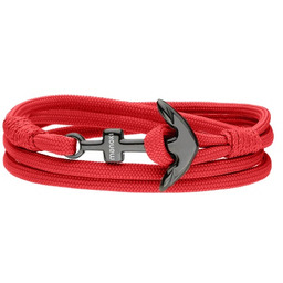 Czerwona męska bransoletka z kotwicą