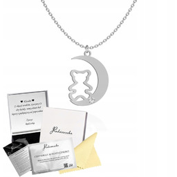 Naszyjnik Srebrny z MISIEM Łańcuszek Kryształ Prezent DEDYKACJA