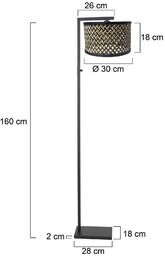 Steinhauer Lampa stojąca Stang, czarna/naturalna wiklina