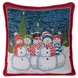 Eurofirany Poszewka świąteczna 45x45 Xmas 1 czerwona bałwanki