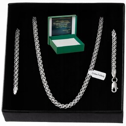 PIĘKNY DAMSKI SREBRNY ŁAŃCUSZEK BISMARK 925 + DEDYKACJA