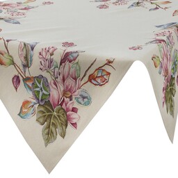 Eurofirany Obrus 100x100 gobelinowy naturalny kwiaty 1215