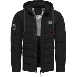 Kurtka męska zimowa czarna z odczepianym kapturem Recea