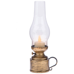 Plastikowa latarnia z świeczką LED Elegance 24,5cm, brązowa,