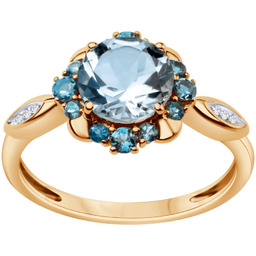 Złoty pierścionek z Topazem Sky Blue Verona 14K