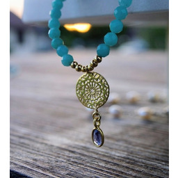 Pakamera Lśniący tanzanit z amazonitami, ekskluzywny naszyjnik