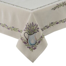 Eurofirany Obrus 140x180 gobelinowy naturalny kwiaty 1222