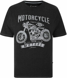 Duży T-shirt z Motocyklem Grafitowy 5730 KAM