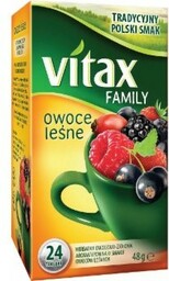 Herbata owocowa ekspresowa bez zawieszki VITAX FAMILY owoce