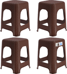 Taboret rattan 45 x 26 cm brązowy, 4