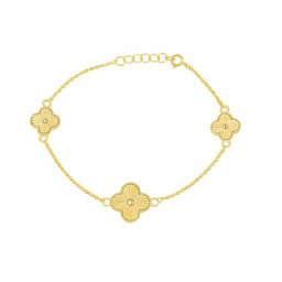 Złota bransoletka z potrójnym motywem koniczyny 585