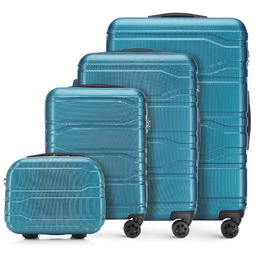 Komplet walizek z polikarbonu tłoczonych niebieski