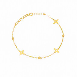 Złota Bransoletka 585 z Delikatnymi Motywami Kwiatowymi