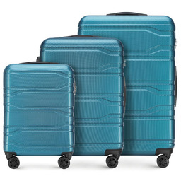 Zestaw walizek z polikarbonu tłoczonych niebieski