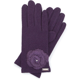 Damskie rękawiczki z włóczkowym kwiatkiem