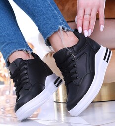 Czarne trampki sneakersy na koturnie