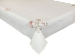 Obrus z haftem biało-różowy OH-154-A