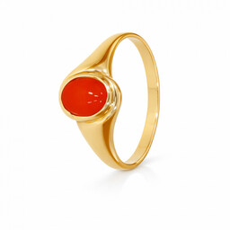 Złoty Pierścionek z Koralem Naturalnym Złoto 585 PR.01471