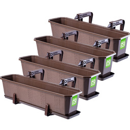 Doniczka balkonowa z uchwytami brązowa Oste 60 cm,