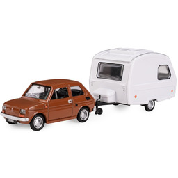 KOLEKCJA PRL FIAT 126P MALUCH BRĄZOWY+ PRZYCZEPA NIEWIADÓW