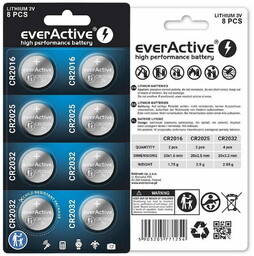 everActive Zestaw 8 baterii 3,0V 4x CR2032 2x