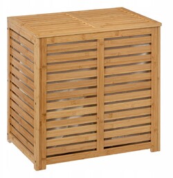 Kosz Na Pranie Bambusowy Beżowy Podwójny 2-KOMOROWY 40X60