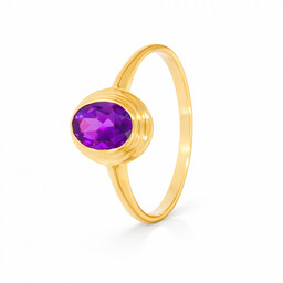 Złoty Pierścionek z Ametystem Naturalnym Złoto 585 PR.01451
