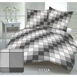 Pościel z kory 140x200 kratka kostka grafitowa szara