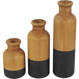 Deco 79 Drewniany dekoracyjny wazon centralny z czarnymi