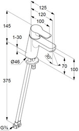 KLUDI 370280565 PURE&EASY Jednouchwytowa bateria umywalkowa 70 bez