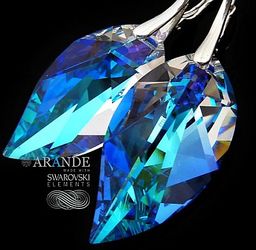 Kryształy Kolczyki Blue Aurora Leaf Certyfikat